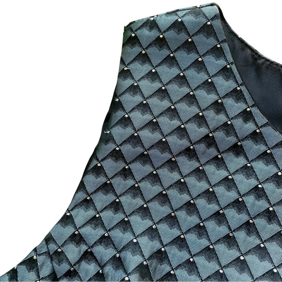 Vtg Scott McClintock Checkered Metallic Sleeveless Formal Top Gray Black Size 10 - Picture 4 of 7